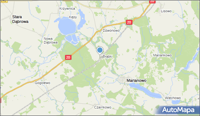 mapa Trąbki Małe, Trąbki Małe gmina Marianowo na mapie Targeo